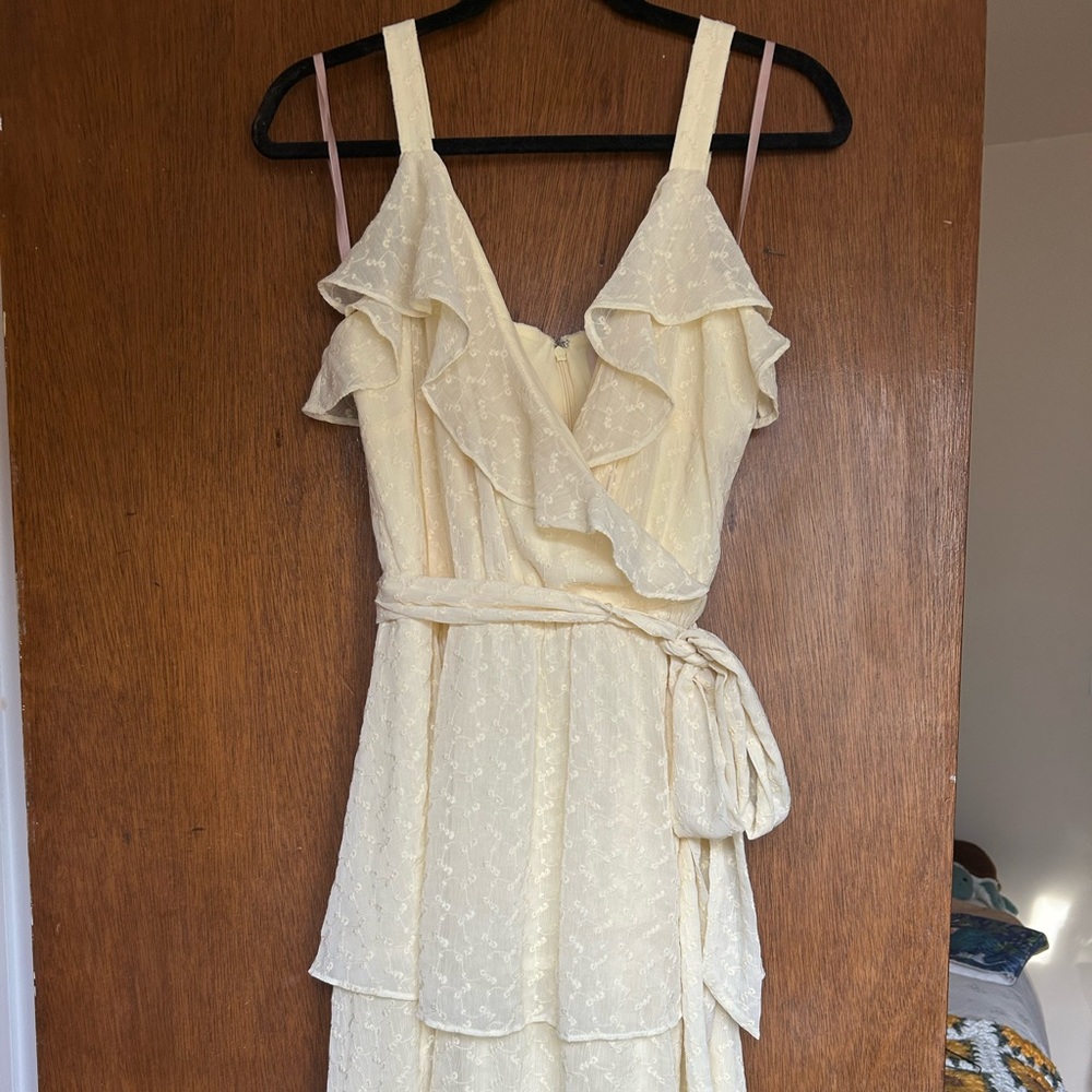 Gal Meets Glam Ivory Ruffle Midi Dress